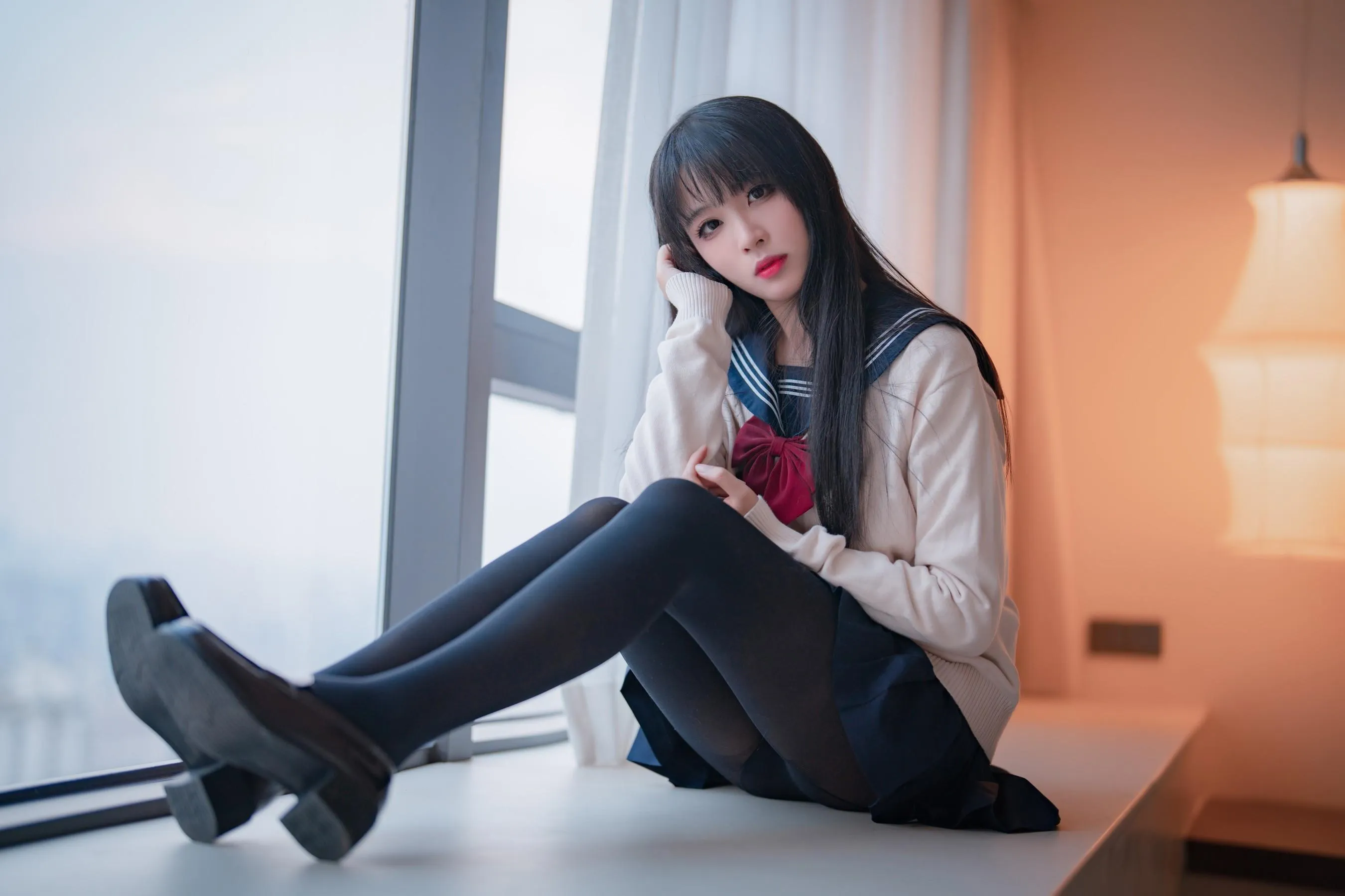 轩萧学姐 – NO.42 JK厚裤袜-写真 [33P]插图2